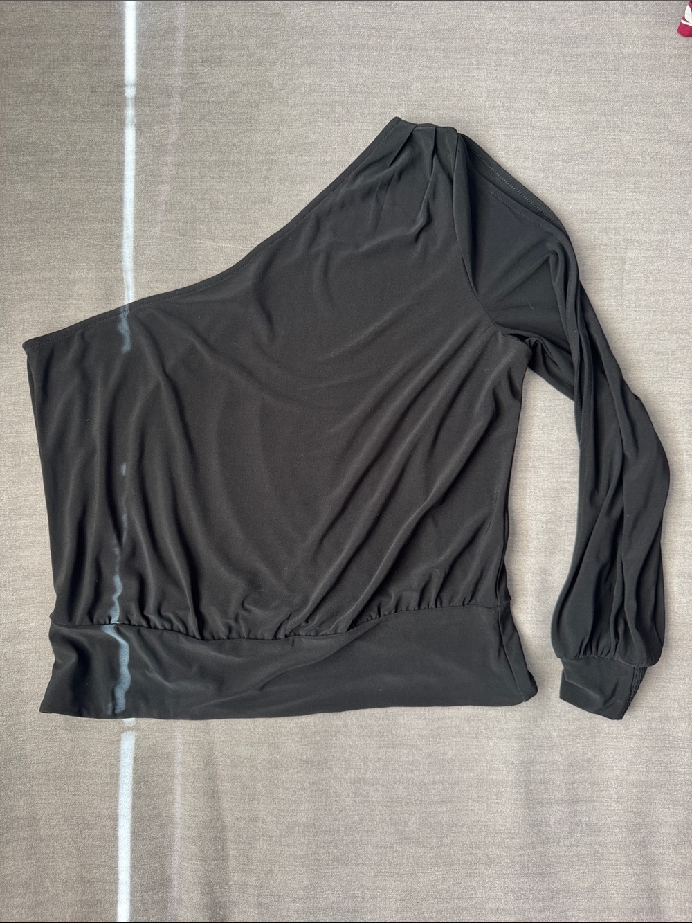 White House Black Market One-Shoulder Black Top